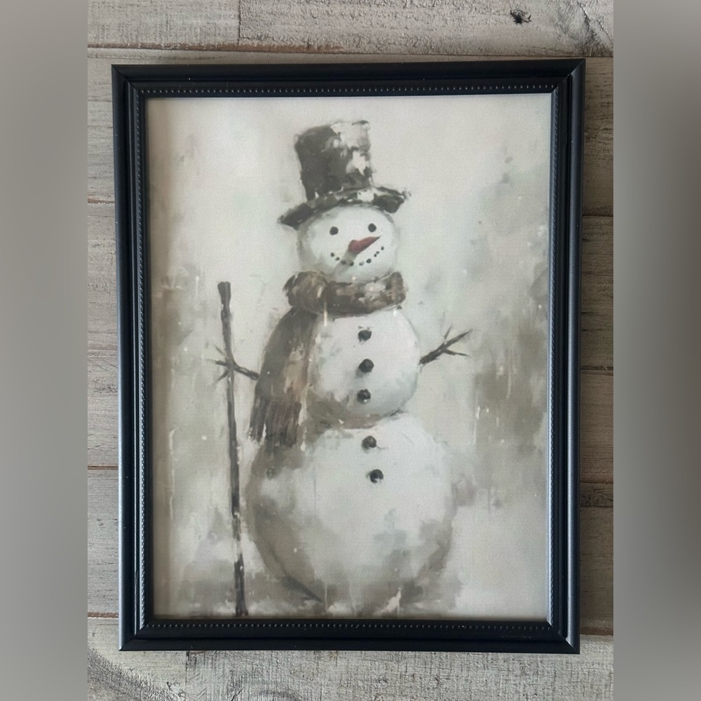Framed 8x10” snowman canvas print #winterdecor #homedecor